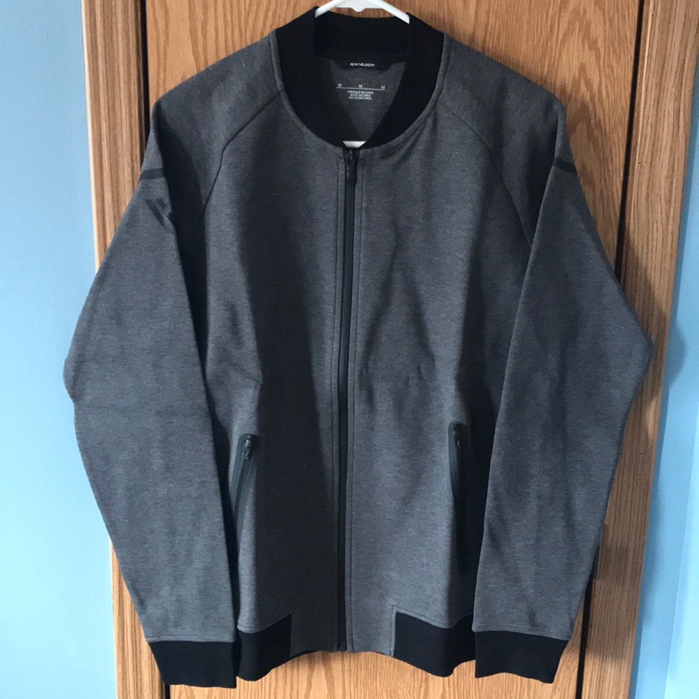 Peak Velocity athletic-fit bomber jacket. Medium, Grey Heather